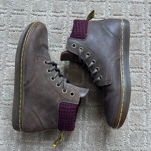 Dr Martens Maelly Leather Ankle Boot Womens 5 Brown Padded Collar Casual Lace Up